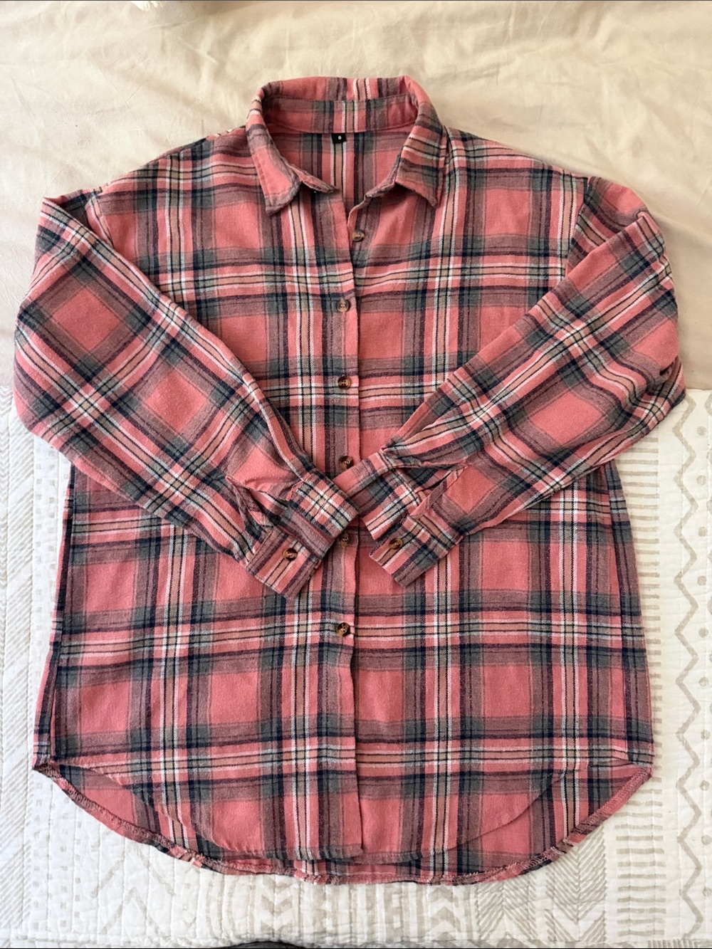 Women’s  Pink Plaid Button-Up Shirt